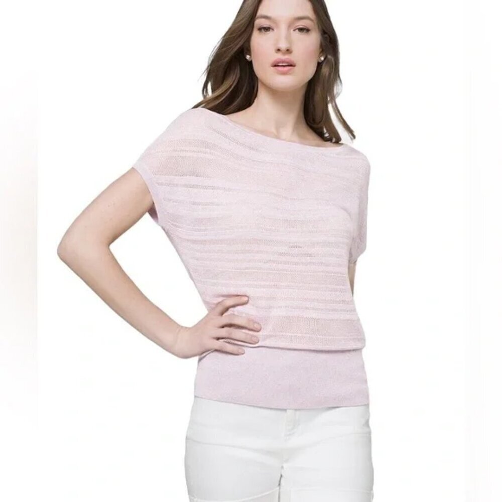 White House Black Market Lavender & Silver Shimmer Dolman Pullover Top | Size XL